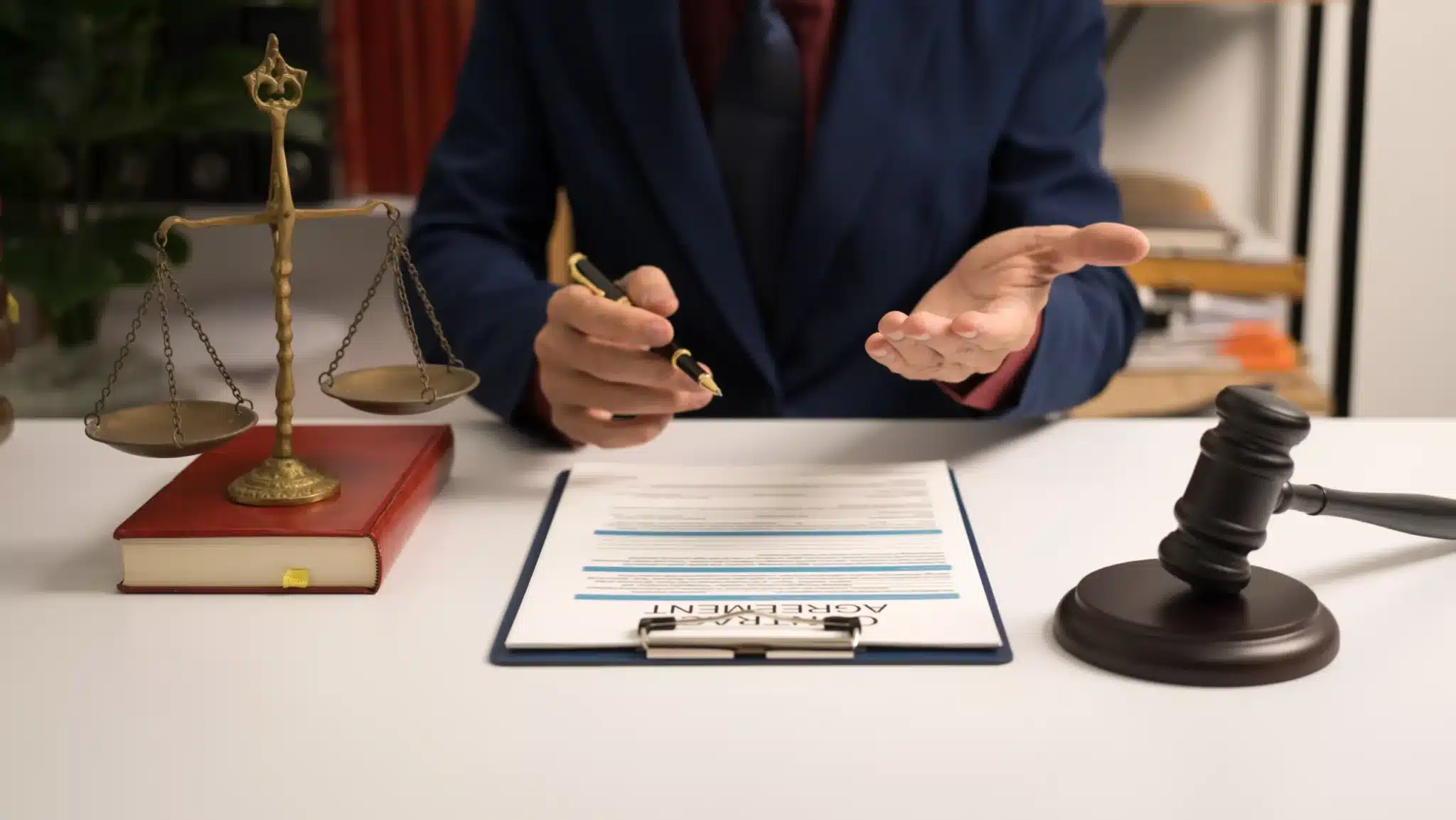 Male lawyer working with a document