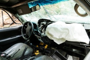 car interior damaged after an accident